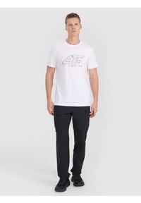 4f - 4F T-shirt regular z nadrukiem męski - biały M. Okazja: na co dzień. Kolor: biały. Materiał: jersey, materiał, bawełna. Długość rękawa: krótki rękaw. Długość: krótkie. Wzór: nadruk. Styl: sportowy, klasyczny, casual