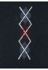 His Story - Ciepłe Wełniane Skarpetki Zimowe - Granat, Wzór Geometryczny. Kolor: niebieski. Materiał: wełna, elastan, poliamid. Wzór: geometria #3