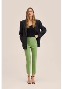 mango - Mango spodnie Atenas damskie kolor zielony szerokie high waist. Stan: podwyższony. Kolor: zielony #6