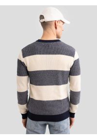 Big-Star - Sweter męski bawełniany w pasy beżowo-szare Pasador 000. Okazja: na co dzień. Kolor: wielokolorowy. Materiał: bawełna. Wzór: paski. Styl: elegancki, klasyczny, casual #3