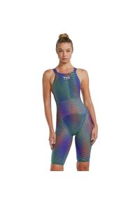 Strój pływacki damski TYR FUSION2 AERBK SHTJON. Kolor: wielokolorowy, niebieski, zielony