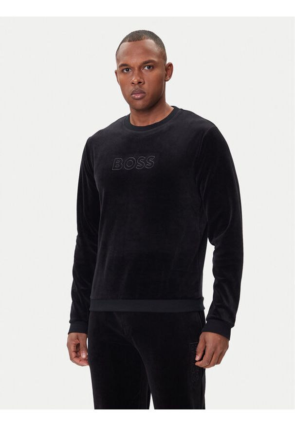 BOSS Bluza Velour 50550636 Czarny Regular Fit. Kolor: czarny. Materiał: welur, bawełna