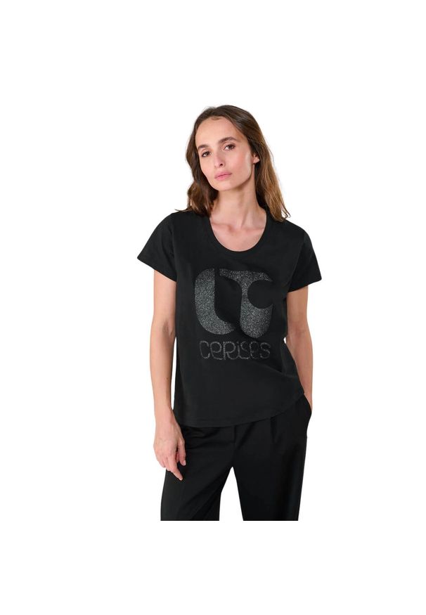 LE TEMPS DES CERISES - Koszulka damska Le Temps des cerises Taolo. Kolor: czarny. Wzór: aplikacja