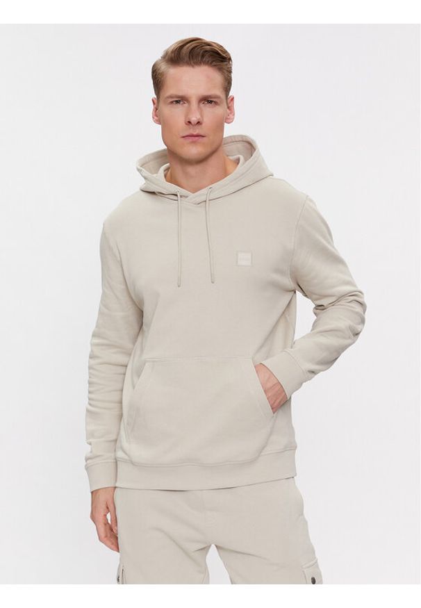BOSS - Boss Bluza Wetalk 50509314 Beżowy Regular Fit. Kolor: beżowy. Materiał: bawełna