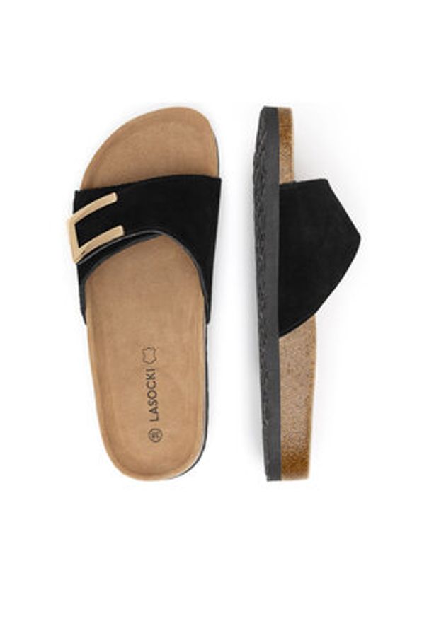 Lasocki Klapki HYSC0122056-1 Czarny. Kolor: czarny. Materiał: zamsz, skóra