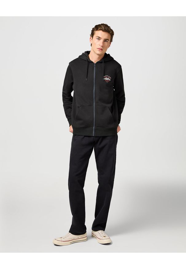 Wrangler - WRANGLER MĘSKA BLUZA WRANGLER GRAPHIC ZIP HOODIE FADED BLACK 112362888