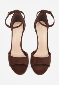 Renee - Brązowe Sandały na Szpilce z Imitacji Zamszu z Zapięciem na Klamerkę przy Pasku Odesei. Zapięcie: pasek. Kolor: brązowy. Materiał: zamsz. Obcas: na szpilce. Styl: elegancki. Wysokość obcasa: wysoki #6