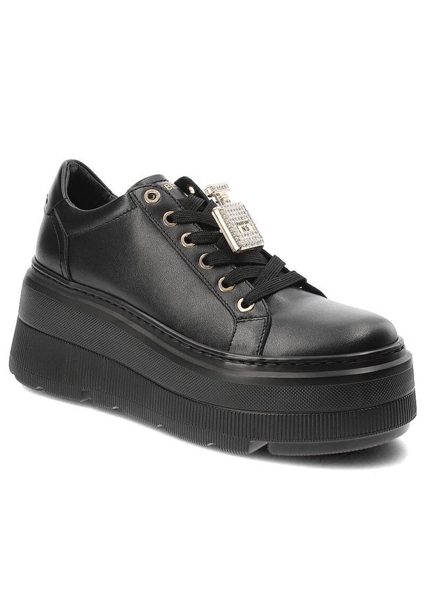 CheBello - Czarne Sneakersy Chebello Modne Obuwie Damskie. Kolor: czarny. Materiał: skóra
