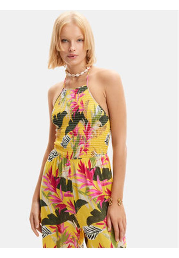 Desigual Kombinezon Tropical Party 24SWMW22 Kolorowy Relaxed Fit. Materiał: wiskoza. Wzór: kolorowy