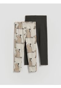Reserved - Prążkowane legginsy 2 pack - ciemnoszary. Kolor: szary. Materiał: prążkowany #1