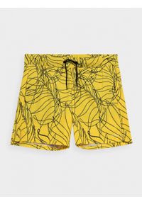 outhorn - Spodenki plażowe męskie - żółte. Kolor: żółty. Materiał: poliester, elastan, materiał