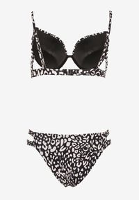 Born2be - Czarne Bikini w Panterkę Biustonosz i Majtki Figi z Wycięciami Savettea. Kolor: czarny. Wzór: motyw zwierzęcy #5