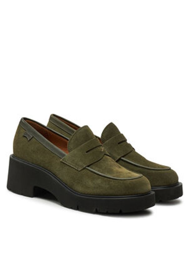 Camper Loafersy Milah K201425-021 Zielony. Kolor: zielony. Materiał: zamsz, skóra