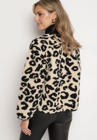 Born2be - Beżowa Panterkowa Futrzana Kurtka z Kieszeniami Sewilaine. Okazja: na co dzień. Kolor: beżowy. Materiał: futro. Styl: casual, elegancki #7