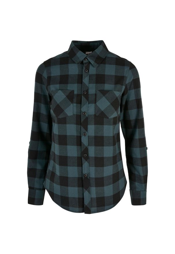 Damska koszula w kratę z flaneli Urban Classics. Kolor: niebieski, wielokolorowy, czarny. Wzór: kratka