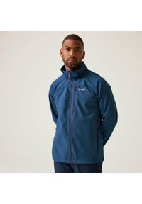 Regatta - Arana męski softshell przeciwdeszczowy. Kolor: niebieski. Materiał: softshell. Sport: turystyka piesza #1