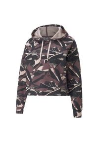 Puma - Damska Bluza Sportowa Z Nowoczesnym Nadrukiem Na Całej Powierzchni. Kolor: fioletowy. Wzór: nadruk