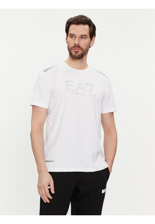 EA7 Emporio Armani T-Shirt 3DPT29 PJULZ 1100 Biały Regular Fit. Kolor: biały. Materiał: syntetyk