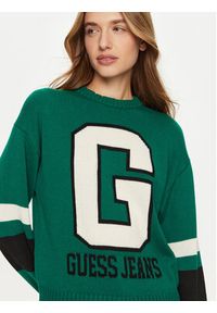 Guess Jeans Sweter W4BR11 Z3HN2 Zielony Regular Fit. Kolor: zielony. Materiał: wełna, syntetyk