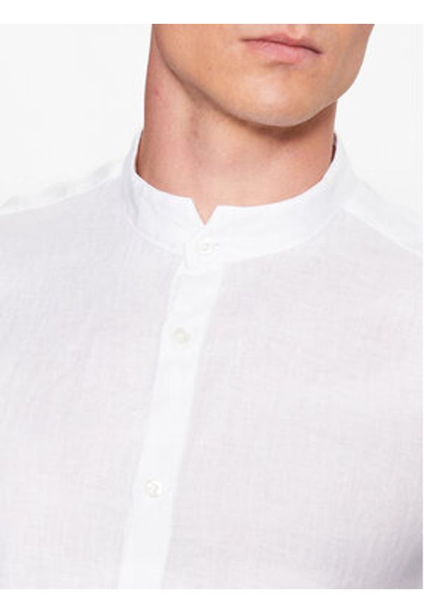 Hugo Koszula 50490740 Biały Slim Fit. Kolor: biały. Materiał: len