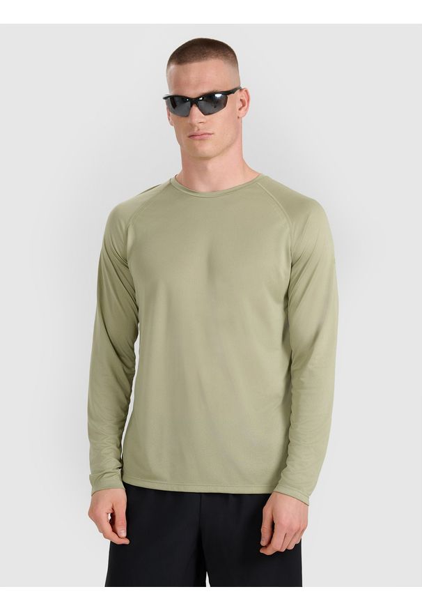 4f - 4F Longsleeve do biegania szybkoschnący męski - oliwkowa M. Kolor: brązowy, wielokolorowy, oliwkowy. Materiał: włókno, skóra, materiał. Długość rękawa: długi rękaw. Długość: krótkie