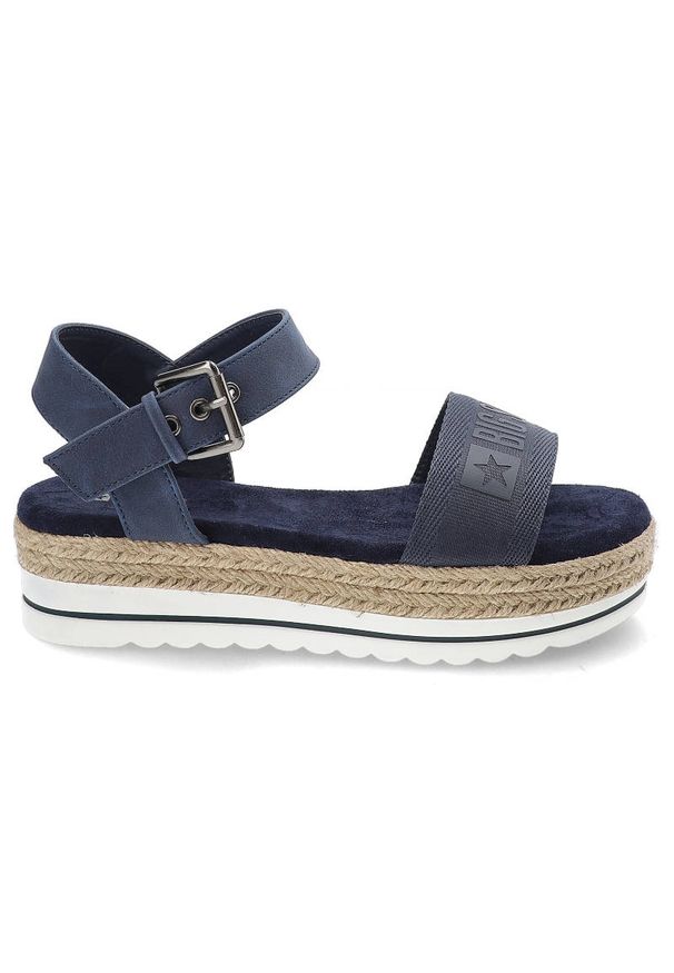 Big-Star - Granatowe Sandały Big Star Wygodne Buty Damskie. Okazja: na spacer. Kolor: niebieski. Materiał: materiał, skóra ekologiczna. Szerokość cholewki: normalna. Styl: boho