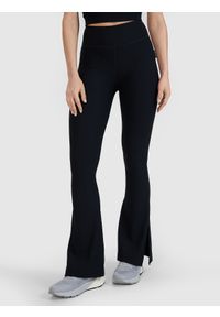4f - 4F Legginsy z rozszerzanymi nogawkami damskie 4F x Anna Lewandowska - czarne M. Stan: podwyższony. Kolor: czarny. Materiał: tkanina, elastan, dzianina, prążkowany, materiał, syntetyk. Wzór: gładki