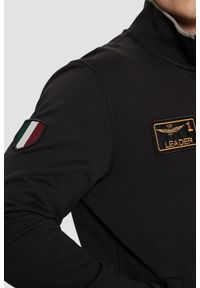 Aeronautica Militare - AERONAUTICA MILITARE Czarna męska bluza rozpinana. Kolor: czarny