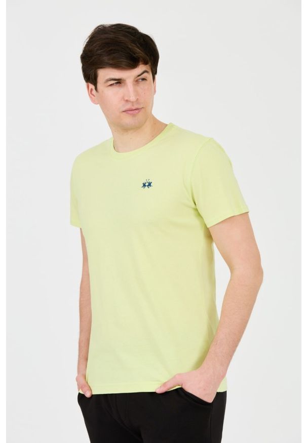 La Martina - LA MARTINA Żółty t-shirt z małym logo. Kolor: żółty