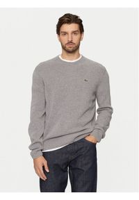 Lacoste Sweter AH2916 Szary Regular Fit. Kolor: szary. Materiał: wełna