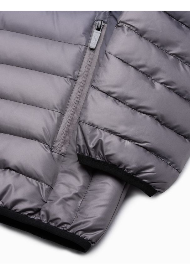 Ombre Clothing - Kurtka męska przejściowa C319 - czarna/szara - XXL. Okazja: na co dzień. Kolor: szary. Materiał: poliester. Sezon: jesień. Styl: casual