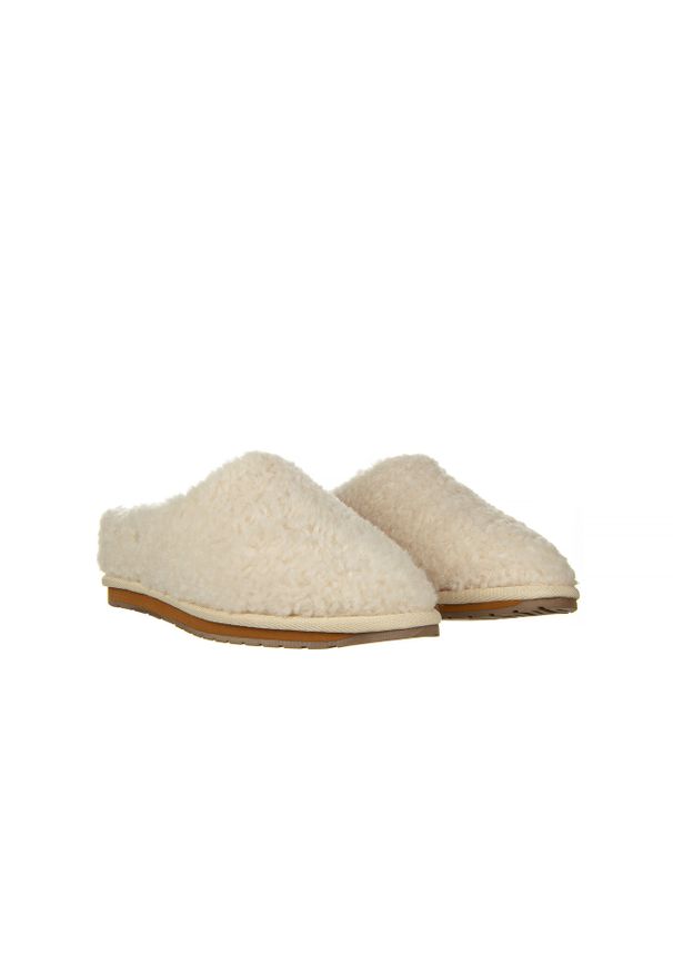 emu - Kapcie Emu Joy Teddy Natural 119139, Beż, Futro naturalne. Kolor: beżowy. Materiał: skóra. Styl: elegancki