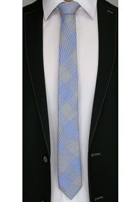 Męski Krawat Alties - Popielato-niebieski w Duże Kwadraty. Kolor: niebieski. Materiał: tkanina. Styl: elegancki, wizytowy #2