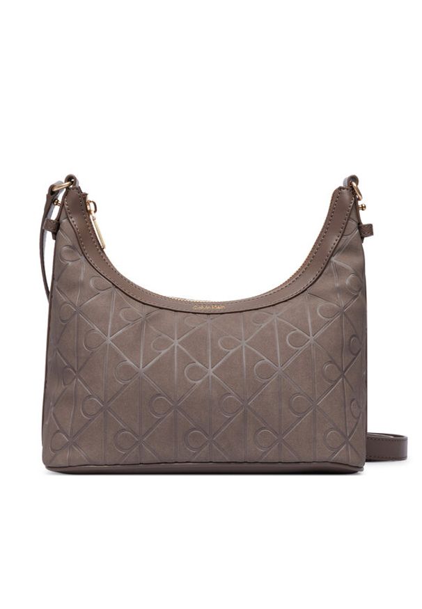 Calvin Klein Torebka Emblem Aop Sueded Shoulder Bag LV04F3880G Beżowy. Kolor: beżowy. Materiał: skórzane