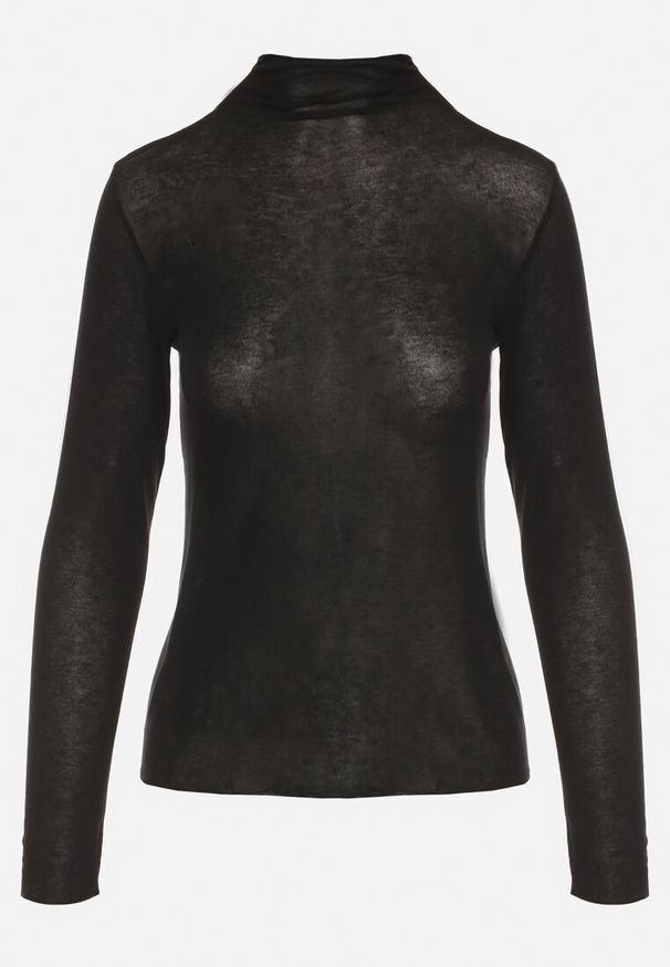 Born2be - Czarna Bluzka z Golfem Typu Longsleeve z Wiskozy z Kaszmirem Fedine. Okazja: na co dzień. Typ kołnierza: golf. Kolor: czarny. Materiał: wiskoza, kaszmir. Długość rękawa: długi rękaw. Styl: casual, elegancki, klasyczny