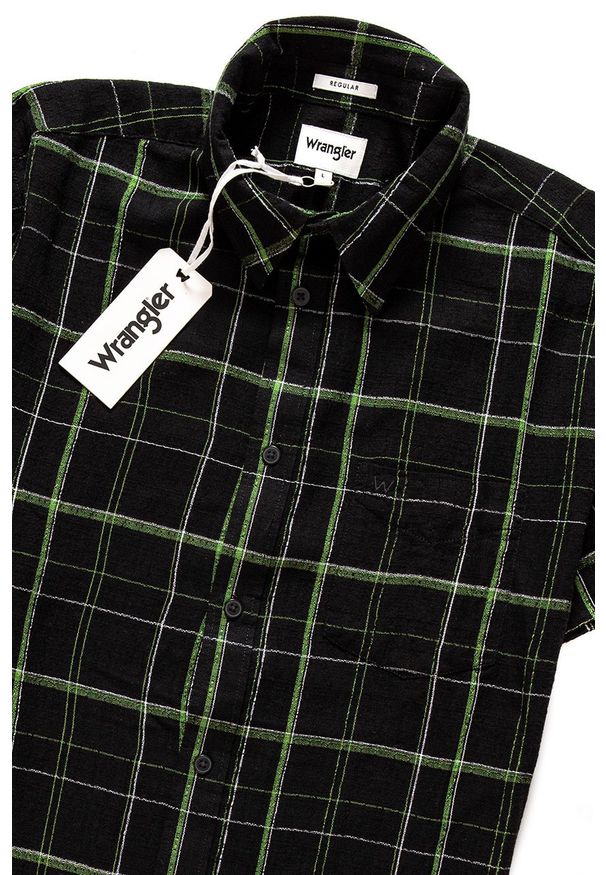 Wrangler - WRANGLER SS 1PKT SHIRT KOSZULA MĘSKA MATERIAŁOWA FADED BLACK W5860B8V6 112129499. Materiał: materiał