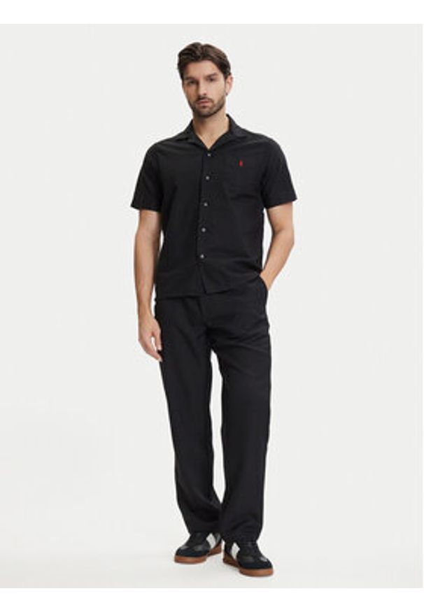 Polo Ralph Lauren Koszula 710980423500 Czarny Regular Fit. Typ kołnierza: polo. Kolor: czarny. Materiał: bawełna