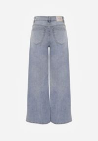 Born2be - Niebieskie Szerokie Jeansy z Ozdobnym Boho Nadrukiem na Nogawkach Asoochis. Okazja: na co dzień. Kolor: niebieski. Wzór: nadruk. Sezon: lato. Styl: boho #6