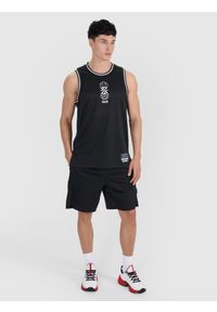 4f - 4F Tank top do koszykówki oversize szybkoschnący męski - czarny XXL. Kolor: czarny. Materiał: materiał, włókno, syntetyk, dzianina. Długość rękawa: na ramiączkach. Wzór: gładki, ażurowy. Sport: koszykówka #2