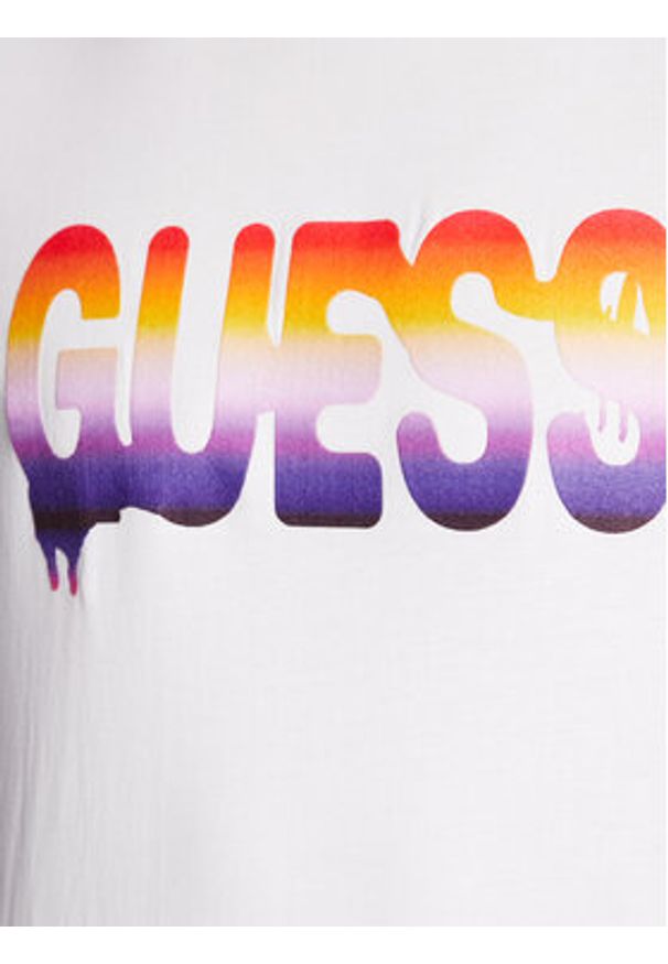 Guess T-Shirt M3RI52 KBDK0 Biały Slim Fit. Kolor: biały. Materiał: bawełna