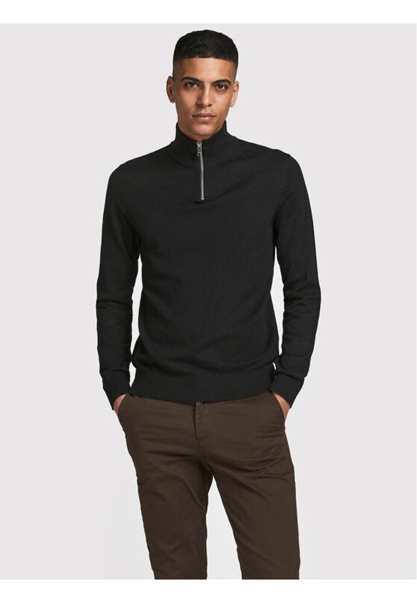 Jack & Jones - Jack&Jones Sweter Emil 12189339 Czarny Regular Fit. Kolor: czarny. Materiał: bawełna