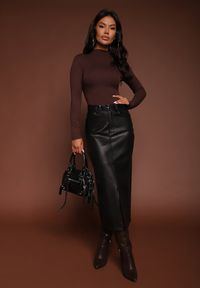 Renee - Brązowa Bluzka z Wiskozy z Półgolfem Forriva. Okazja: na co dzień. Kolor: brązowy. Materiał: wiskoza. Styl: wizytowy, casual, elegancki #8