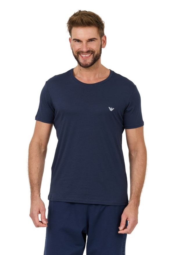 Emporio Armani - EMPORIO ARMANI Granatowy t-shirt basique. Kolor: niebieski