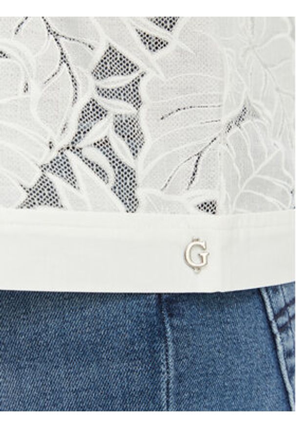 Guess Bluzka W6GH41 W1851 Biały Regular Fit. Kolor: biały. Materiał: wiskoza
