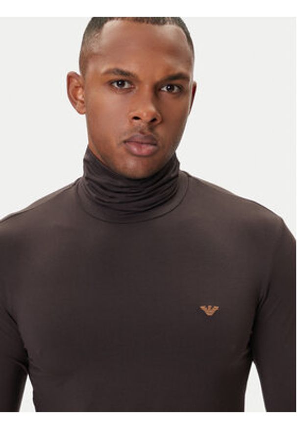 Emporio Armani Underwear Golf EM000388 AF14988 U6031 Brązowy Slim Fit. Typ kołnierza: golf. Kolor: brązowy