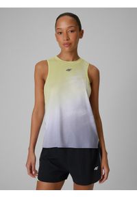 4f - 4F Top do biegania szybkoschnący damski - multikolor M. Kolor: żółty. Sport: fitness, bieganie #1