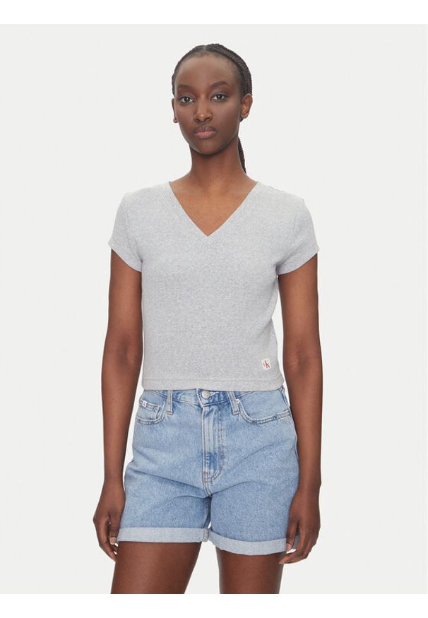 Calvin Klein Jeans T-Shirt LV047C910G Szary Regular Fit. Kolor: szary. Materiał: bawełna