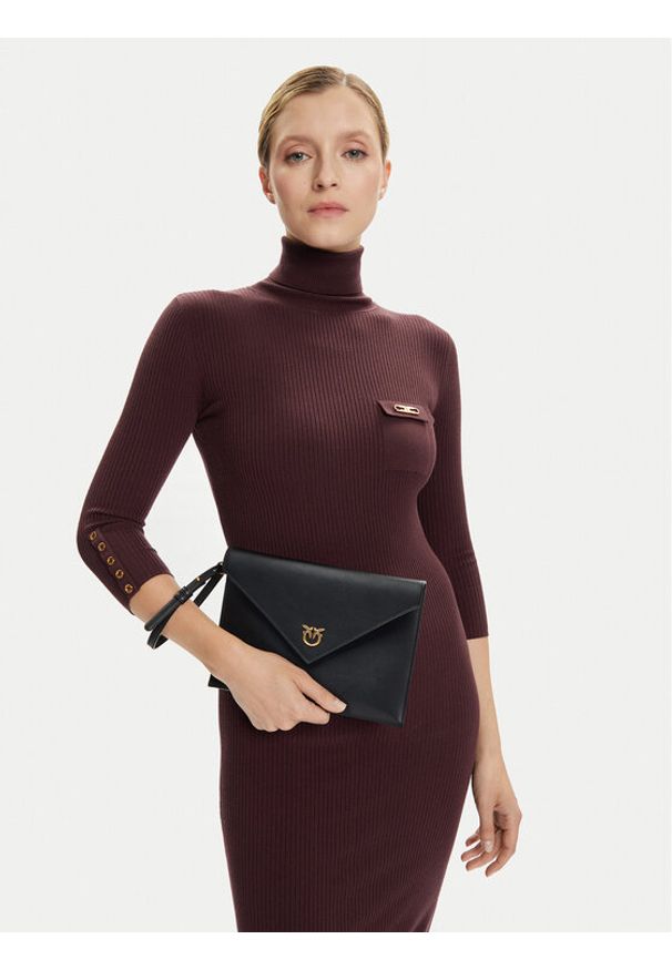 Pinko - PINKO Torebka Flat Purse Handle AI 25-26 PCPL104820 A0F1 Czarny. Kolor: czarny. Materiał: skórzane