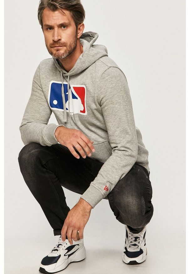 New Era - Bluza. Okazja: na co dzień. Kolor: szary. Wzór: nadruk. Styl: casual