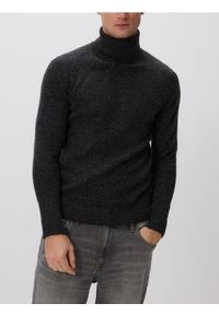 Reserved - Sweter z wełną merino - ciemnoszary. Typ kołnierza: golf. Kolor: szary. Materiał: wełna #1